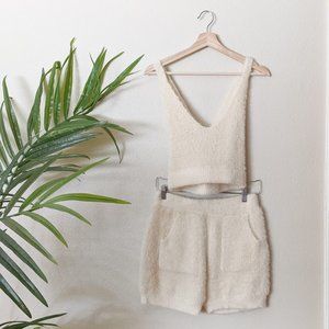 New Day & Night Chenille Fuzzy Crop Tank & Shorts Set Size M/L